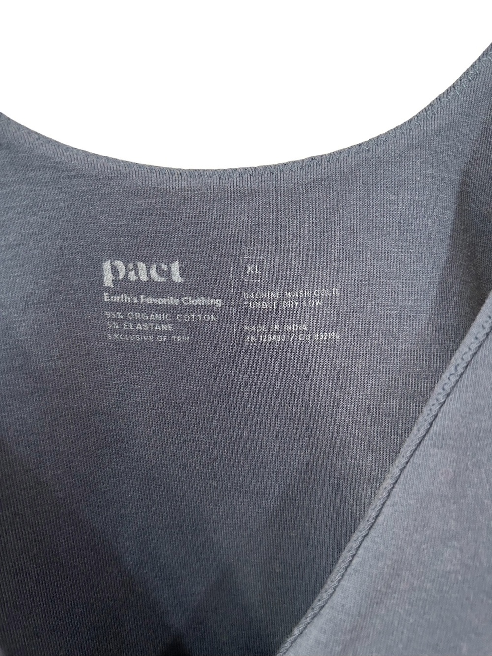 Pact Organic cotton nursing bralette bra XL navy blue wireless NWOT - Picture 4 of 5